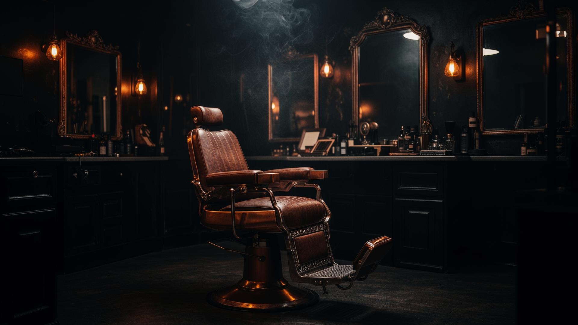 Interior cinematográfico da barbearia Jefferson D'Sá